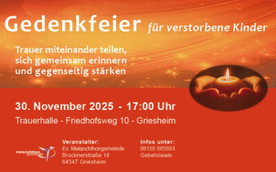 Gedenkfeier für verstorbene Kinder am 30.11.25, 17 Uhr, Friedhof
