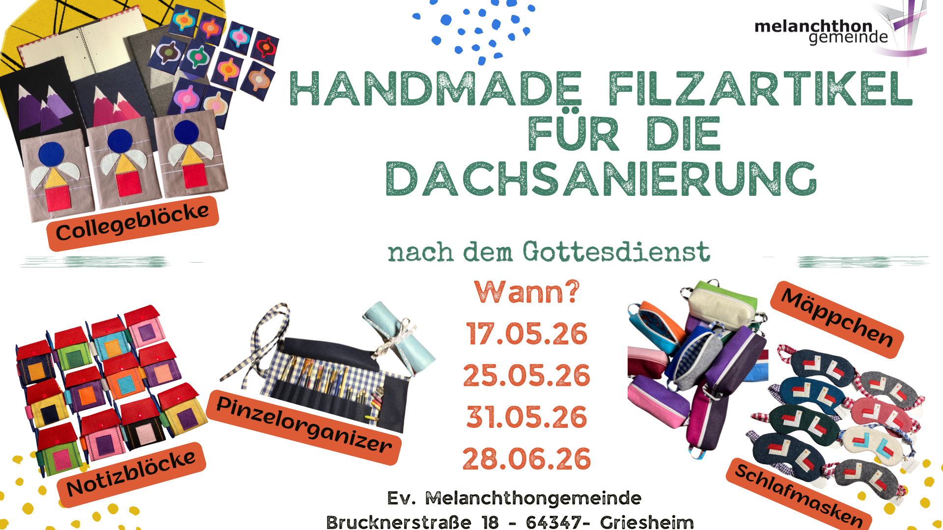 Handmade Filzartikel für die Dachsanierung