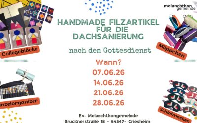 Handmade Filzartikel für die Dachsanierung