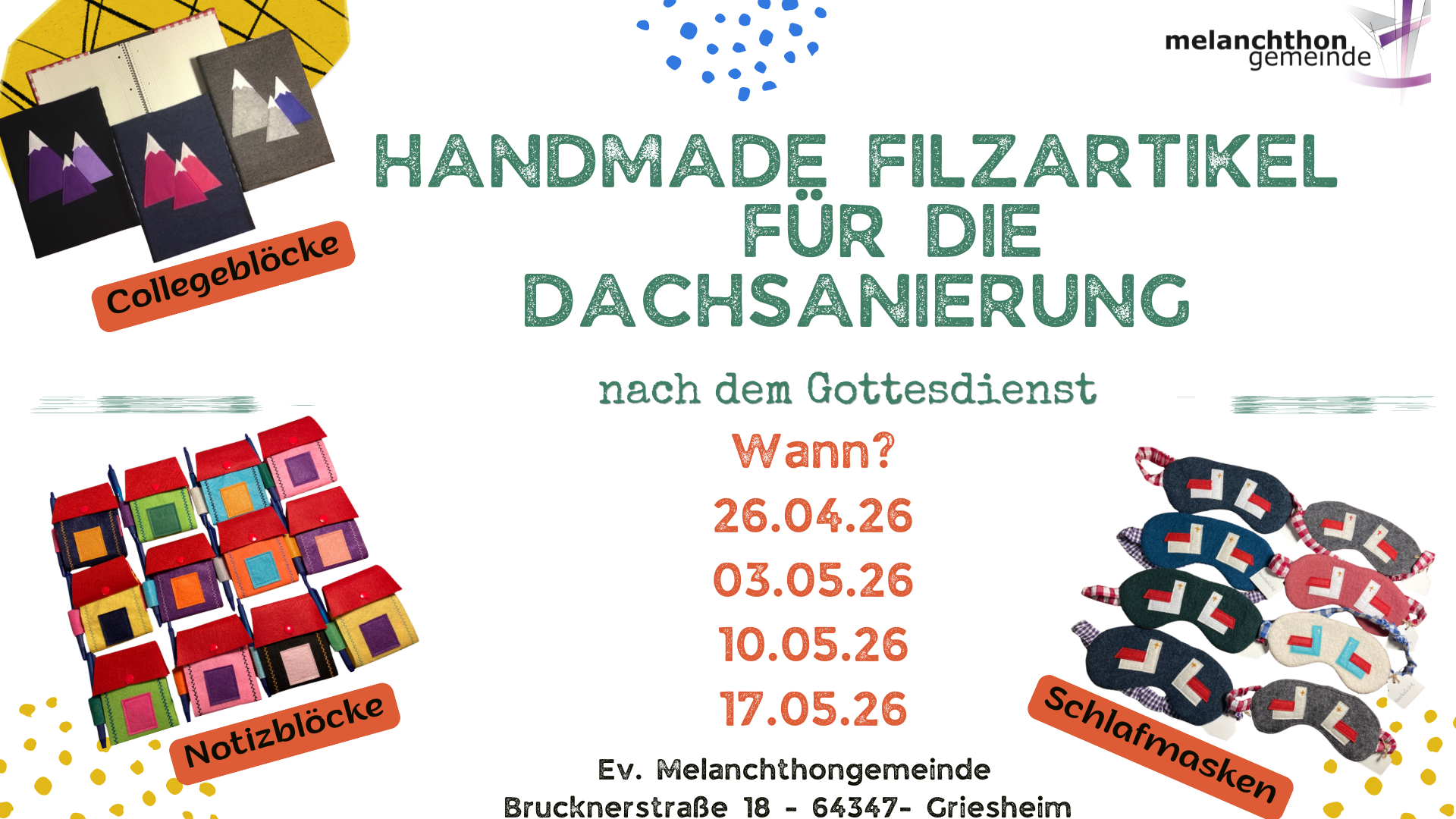 Handmade Filzartikel für die Dachsanierung